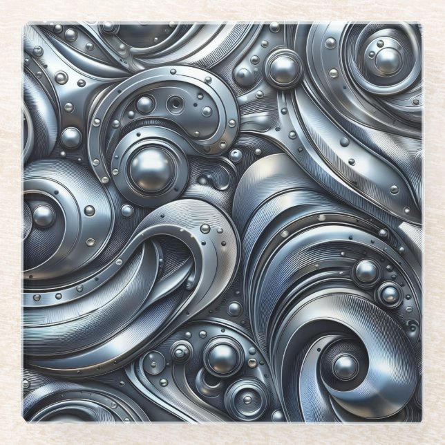 Posavasos De Vidrio metal look, industrial style (Anverso)