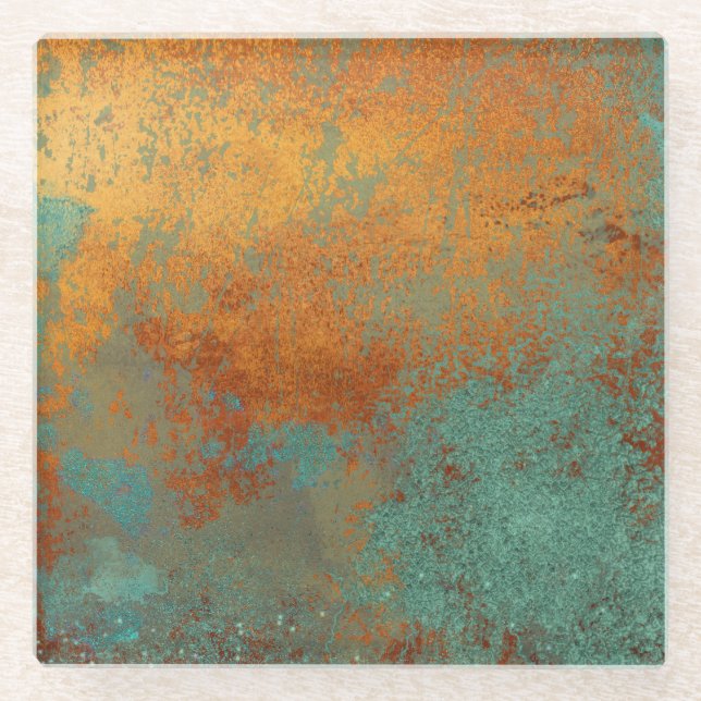 Posavasos De Vidrio Metálico de moda Rich Copper Patina (Anverso)