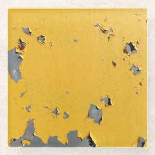 Posavasos De Vidrio Metalizado amarillo roto: textura sucia.