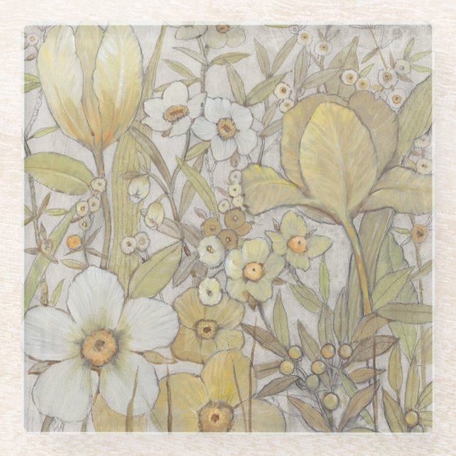 Posavasos De Vidrio Mezcla floral (Anverso)