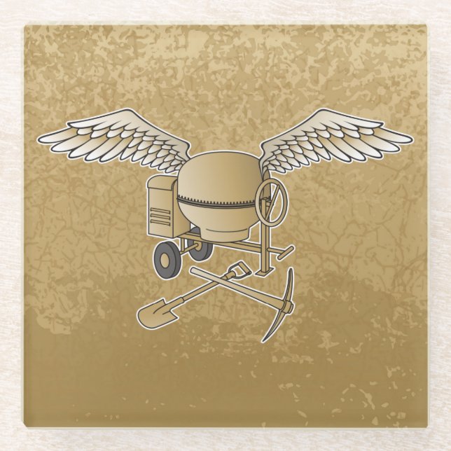 Posavasos De Vidrio Mezclador de hormigón beige (Anverso)