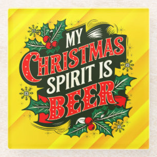 Posavasos De Vidrio Mi espíritu Navidad es Beer-89379