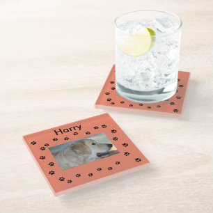 Posavasos De Vidrio Mi perro y huellas de patas