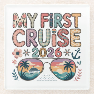 Posavasos De Vidrio Mi Primer Crucero 2026, Regalo de Vacaciones de Cr