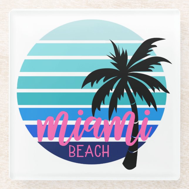 Posavasos De Vidrio Miami Beach (Anverso)