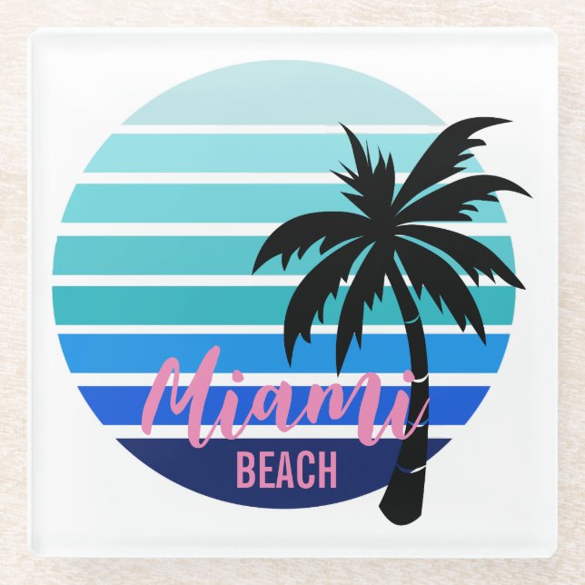 Posavasos De Vidrio Miami Beach (Anverso)