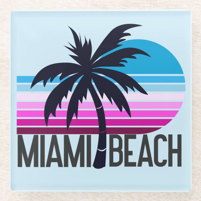 Posavasos De Vidrio Miami Beach (Anverso)