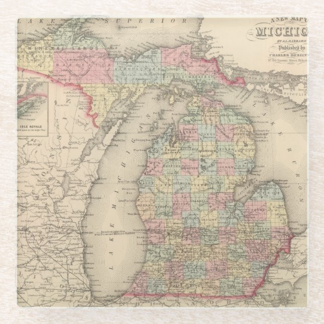 Posavasos De Vidrio Michigan (Anverso)