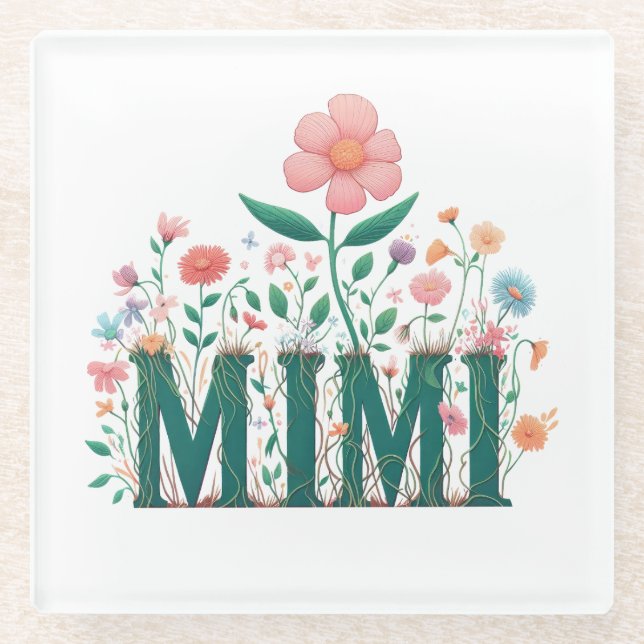 Posavasos De Vidrio Mimi Floral (Anverso)