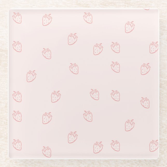 Posavasos De Vidrio Minimalismo de Fresa (Anverso)