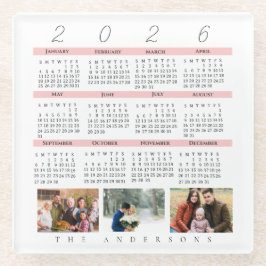 Posavasos De Vidrio Minimalist 2026 Multi Photo Calendar Keepsake