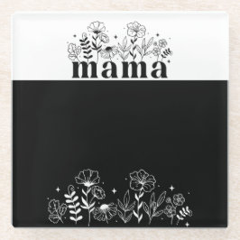 Posavasos De Vidrio Minimalistic Black & White Wildflower Mama 