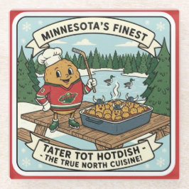 Posavasos De Vidrio Minnesota Tater Tot Hotdish Retro Mascot Coaster