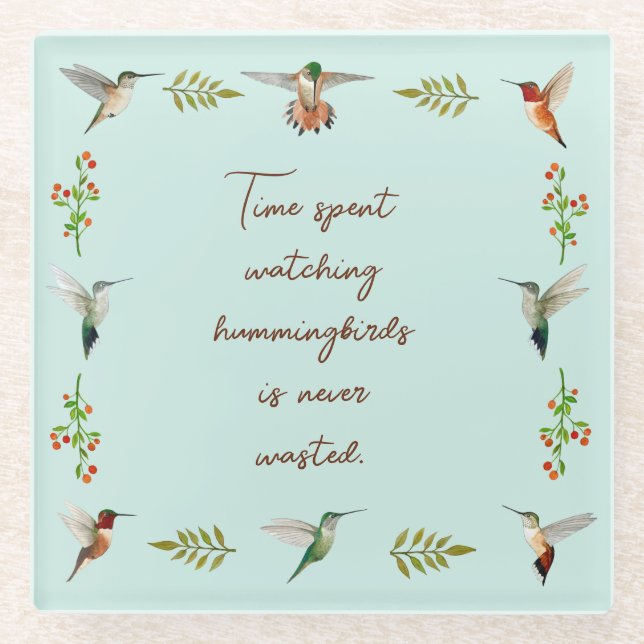 Posavasos De Vidrio Mirador de colibrí (Anverso)