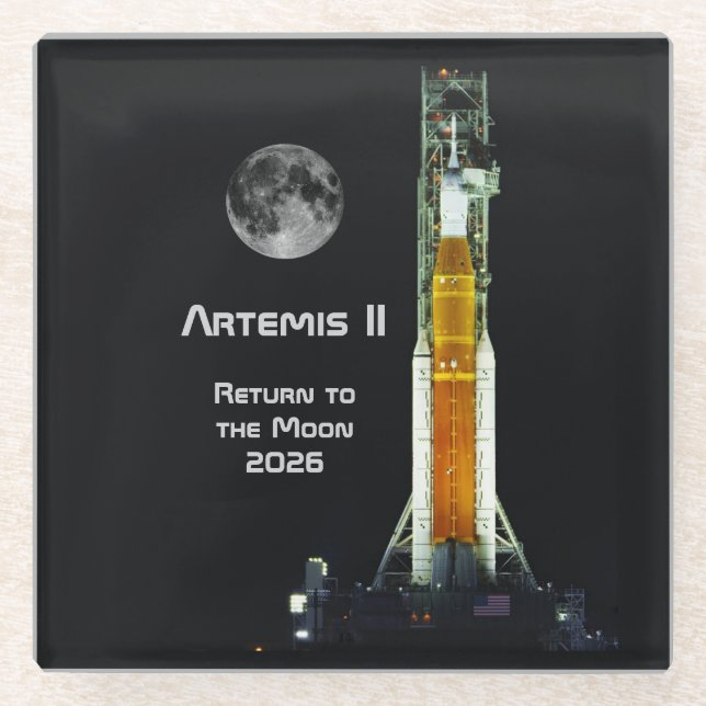 Posavasos De Vidrio Misión Artemis II a la Luna (Anverso)