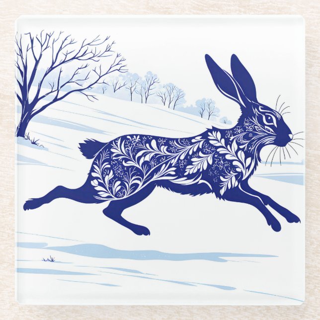 Posavasos De Vidrio Mistical Hare : La Pata De La Nieve (Anverso)