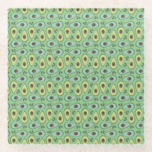 Posavasos De Vidrio Mitad de aguacate divertido patrón de vegetación