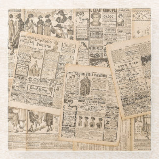 Posavasos De Vidrio Moda antigua: Páginas publicitarias de periódicos