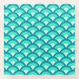 Posavasos De Vidrio Moda Art Decó - tonos turquesa