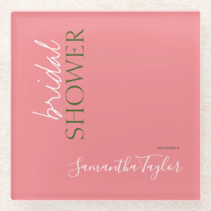 Posavasos De Vidrio Moda Caligrafía Minimalista ducha de novia