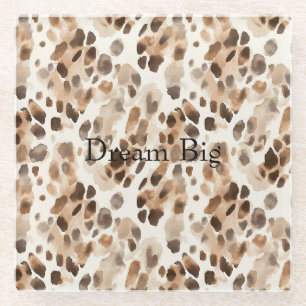 Posavasos De Vidrio Moda Cream Brown Leopardo Animal Print