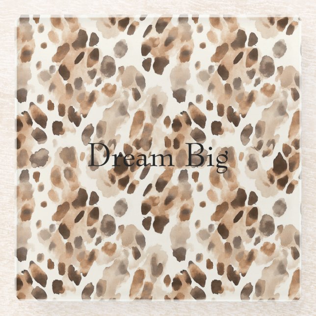 Posavasos De Vidrio Moda Cream Brown Leopardo Animal Print (Anverso)