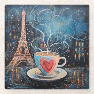 Posavasos De Vidrio Moda Eiffel Tower Heart Cafe Chalk París