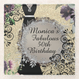 Posavasos De Vidrio Moda Elegante Fabuloso cumpleaños número 50