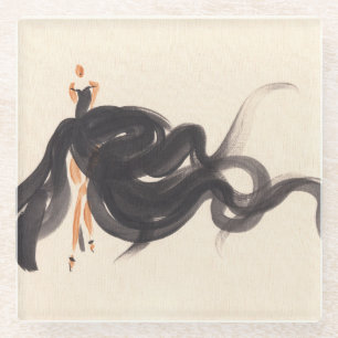 Posavasos De Vidrio Moda elegante: la dama acuarela