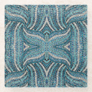 Posavasos De Vidrio moda gitana bohemia azul turquesa plateado