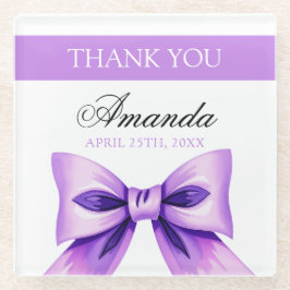 Posavasos De Vidrio Moda Morado Bow Coquette Chica Dulce 16 Cumpleaños