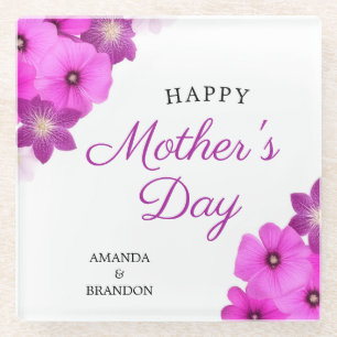Posavasos De Vidrio Moda Nombres de niños del Día de la Madre con Flor