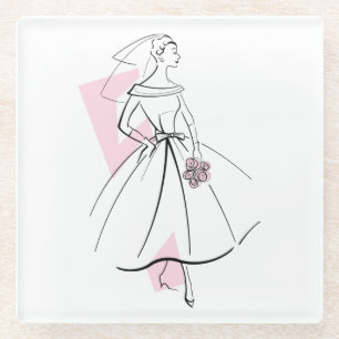 Posavasos De Vidrio Moda Novia Vidrio de montaña rusa rosa