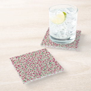 Posavasos De Vidrio Moda romántica rosa Roses floral