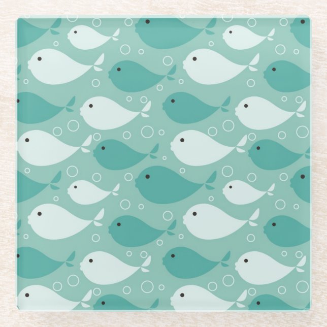 Posavasos De Vidrio modele con los pescados 2 (Anverso)