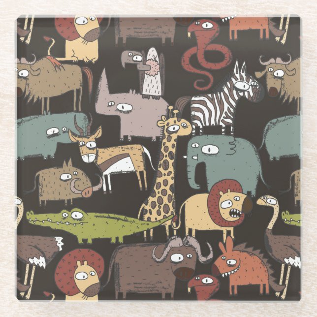 Posavasos De Vidrio Modelo africano de los animales (Anverso)