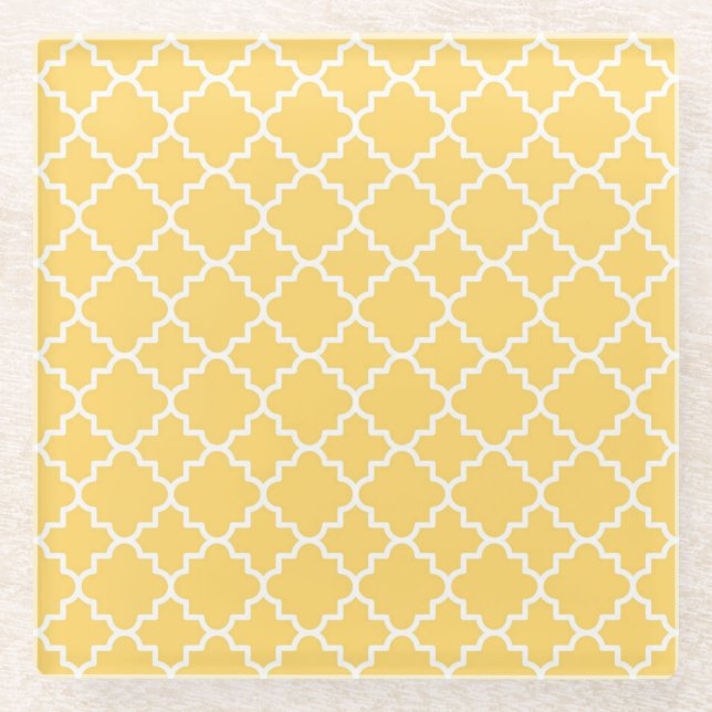Posavasos De Vidrio Modelo amarillo de Quatrefoil (Anverso)