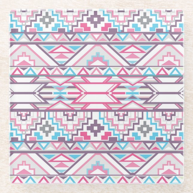 Posavasos De Vidrio Modelo azteca geométrico abstracto 3 (Anverso)