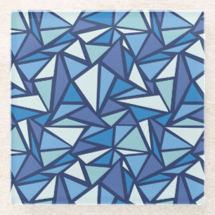 Posavasos De Vidrio Modelo azul abstracto de Crsytal del hielo