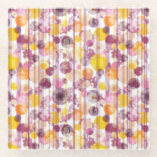 Posavasos De Vidrio Modelo blanco rayado manchado