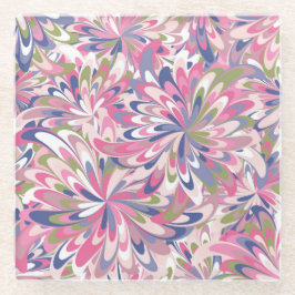 Posavasos De Vidrio Modelo brillante abstracto con la flor rosada