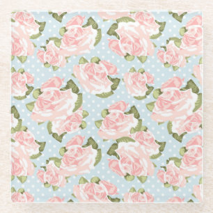 Posavasos De Vidrio Modelo color de rosa hermoso con los lunares