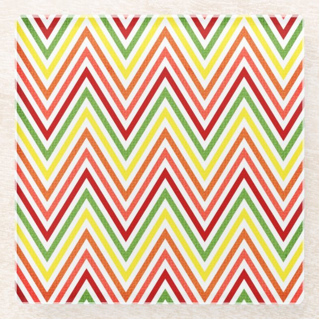 Posavasos De Vidrio Modelo colorido de Chevron del zigzag (Anverso)