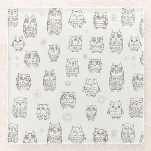 Posavasos De Vidrio Modelo con los búhos