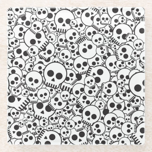 Posavasos De Vidrio Modelo con los cráneos (Anverso)