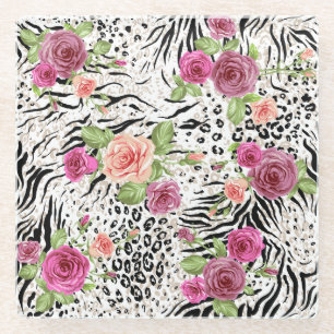 Posavasos De Vidrio Modelo con los estampados de animales