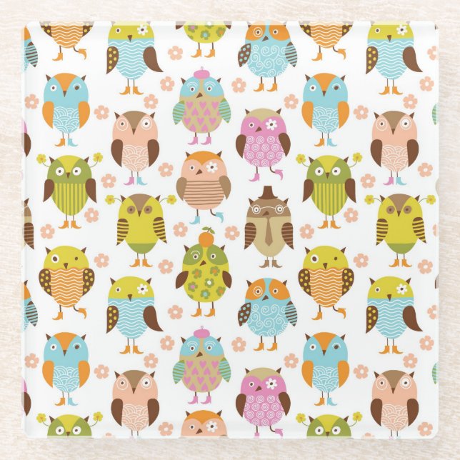 Posavasos De Vidrio modelo con los pájaros (Anverso)