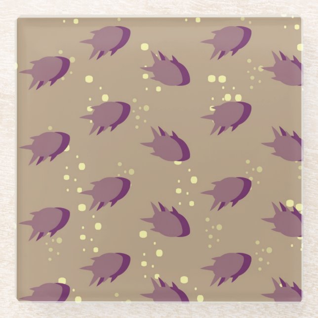 Posavasos De Vidrio modelo con los pescados (Anverso)