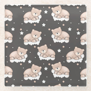 Posavasos De Vidrio modelo con pequeño dormir del oso