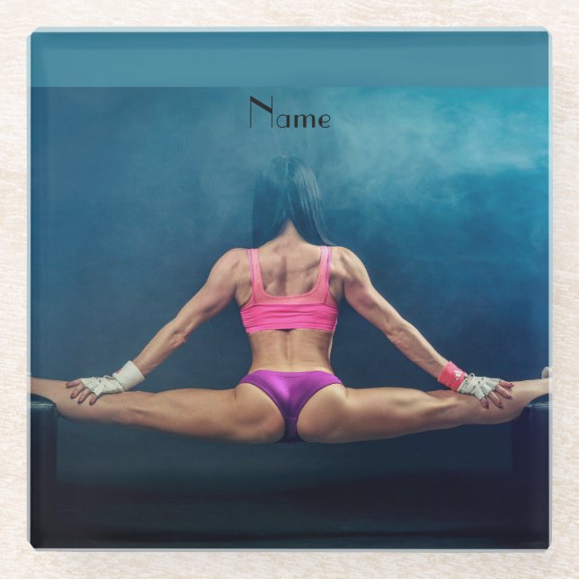 Posavasos De Vidrio Modelo De Gimnasio Femenino Split Thunder_Cove (Anverso)